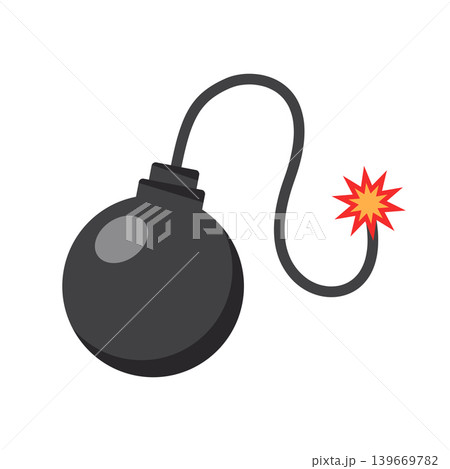 Bomb icon in flat style. Explosive bombshell vector illustration on isolated background. Grenade sign business concept. Bomb icon in flat style. Explosive bombshell vector illustration on isolated background. Grenade sign business concept. 139669782