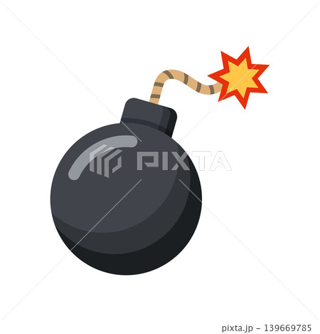 Bomb icon in flat style. Explosive bombshell vector illustration on isolated background. Grenade sign business concept. 139669785