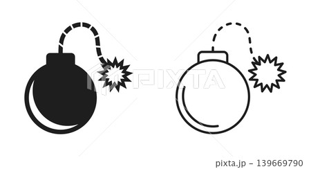 Bomb icon in flat silhouette style. Explosive bombshell vector illustration on isolated background. Grenade sign business concept. 139669790