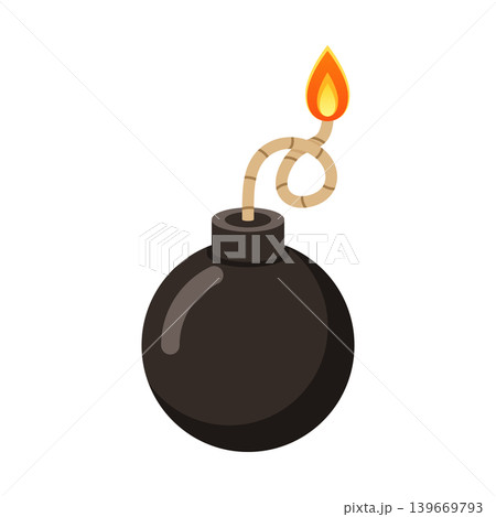 Bomb icon in flat style. Explosive bombshell vector illustration on isolated background. Grenade sign business concept. Bomb icon in flat style. Explosive bombshell vector illustration on isolated background. Grenade sign business concept. 139669793