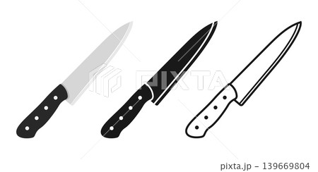 Kitchen knife icon set collection in flat style. Cutting tool vector illustration on isolated background. Cooking equipment sign business concept. Kitchen knife icon set collection in flat style. Cutting tool vector illustration on isolated background. Cooking equipment sign business concept. 139669804