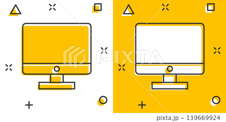 Computer monitor icon in comic style. Tv display cartoon vector illustration on isolated background. Monitor pictogram splash effect business concept. Computer monitor icon in comic style. Tv display cartoon vector illustration on isolated background. Monitor pictogram splash effect business concept. 139669924