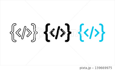code brackets icon set outline solid and blue vector for programming and development code brackets icon set outline solid and blue vector for programming and development 139669975