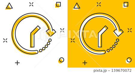 Clock icon in comic style. Watch cartoon vector illustration on white isolated background. Timer splash effect business concept. 139670072