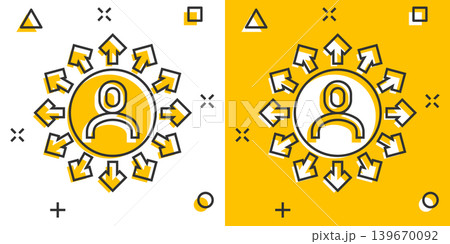Mind awareness icon in comic style. Idea human cartoon vector illustration on white isolated background. Customer brain splash effect business concept. 139670092