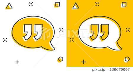 Speak chat icon in comic style. Speech bubble cartoon vector illustration on white isolated background. Team discussion splash effect business concept. Speak chat icon in comic style. Speech bubble cartoon vector illustration on white isolated background. Team discussion splash effect business concept. 139670097