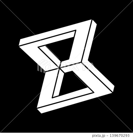 Optical illusion shape. Impossible object. Escher paradox. Optical art figure. Optical illusion shape. Impossible object. Escher paradox. Optical art figure. 139670293