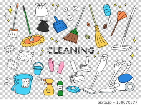 手繪清潔工具插圖集 手繪清潔工具插圖集 139670577