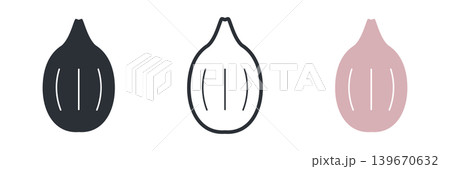 エシャロットの白黒線画カラーアイコンセットイラスト素材 139670632