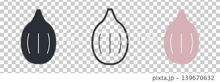 エシャロットの白黒線画カラーアイコンセットイラスト素材 139670632