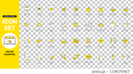 編集可能な線画アイコンセット - オンラインショッピング 139670987