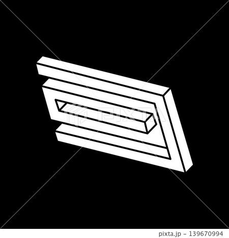 Impossible object. Optical illusion shapes. 3d illustration. Geometric figure. Escher paradox. Impossible object. Optical illusion shapes. 3d illustration. Geometric figure. Escher paradox. 139670994