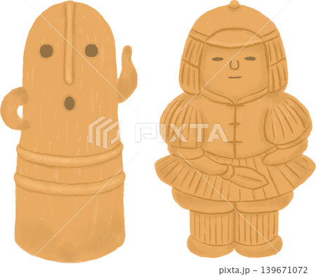 二種類の埴輪の手描き風イラスト 139671072