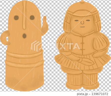 二種類の埴輪の手描き風イラスト 139671072
