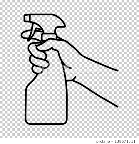 洗剤スプレーを持つ手のラインアイコン 洗剤スプレーを持つ手のラインアイコン 139671311