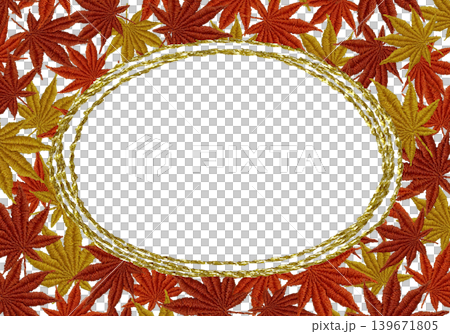[Autumn Leaves Frame] Hand-embroidered illustration material 139671805