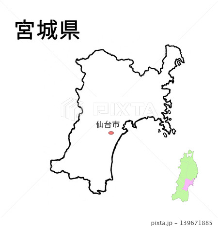 宮城県 白地図 県庁所在地記載 宮城県 白地図 県庁所在地記載 139671885