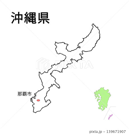 沖縄県 白地図 県庁所在地記載 沖縄県 白地図 県庁所在地記載 139671907