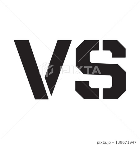 VS monogram logo design, black bold versus letters for battle competition and comparison sports graphics. 139671947