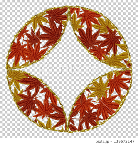 [Autumn Leaves Accent] Hand-embroidered illustration material 139672147
