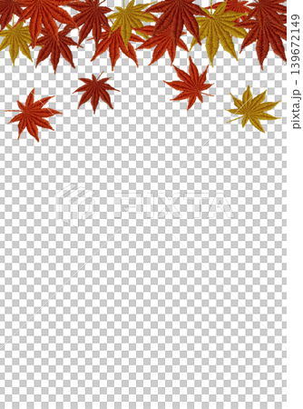 [Vertical frame of autumn leaves] Hand-embroidered illustration material 139672149