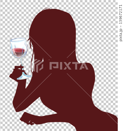 手持酒杯的女子（皮影戲）－紅酒 139672171