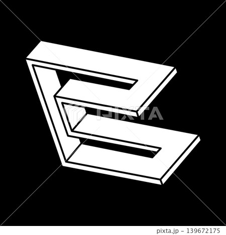 Optical illusion shapes. Optical art object. Impossible figures. Line art. Unreal geometric object. Escher paradox. Optical illusion shapes. Optical art object. Impossible figures. Line art. Unreal geometric object. Escher paradox. 139672175