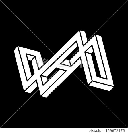 Optical illusion shapes. Optical art object. Impossible figure. Line art. 139672176