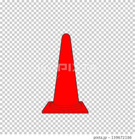 赤一色の三角カラーコーン 139672186
