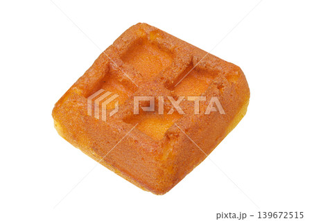 square wafer-shaped sponge cookies isolated on white background 139672515