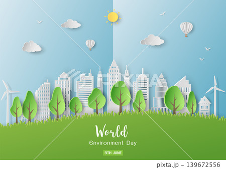 Poster campaign of world environment day,Save nature and eco friendly on paper cut style Poster campaign of world environment day,Save nature and eco friendly on paper cut style 139672556