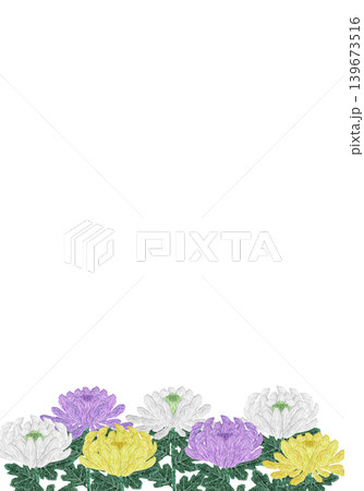【菊の花の縦フレーム】手刺繍イラスト素材 【菊の花の縦フレーム】手刺繍イラスト素材 139673516