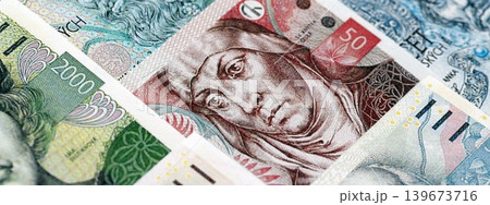 Czech koruna paper banknotes pile on table. Czech Republic CZK currency money bills in big amount Czech koruna paper banknotes pile on table. Czech Republic CZK currency money bills in big amount 139673716