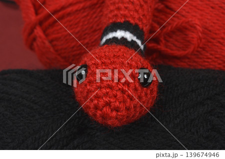 Crocheted Snake Head on Balls of Yarn Crocheted Snake Head on Balls of Yarn 139674946