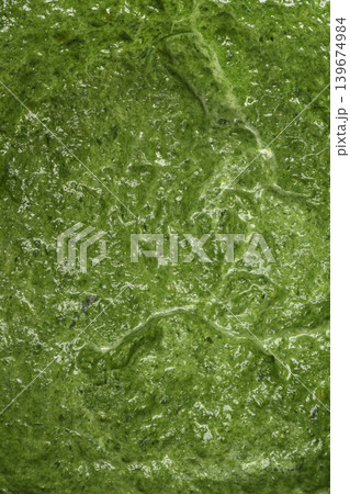 Close up of pureed spinach texture Close up of pureed spinach texture 139674984
