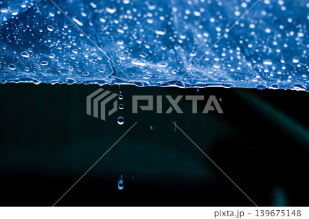 雨の日に傘から滴る雫 139675148