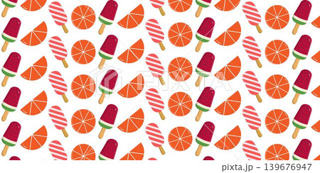 Cute Popsicle Pattern Summer Dessert Background Cute Popsicle Pattern Summer Dessert Background 139676947