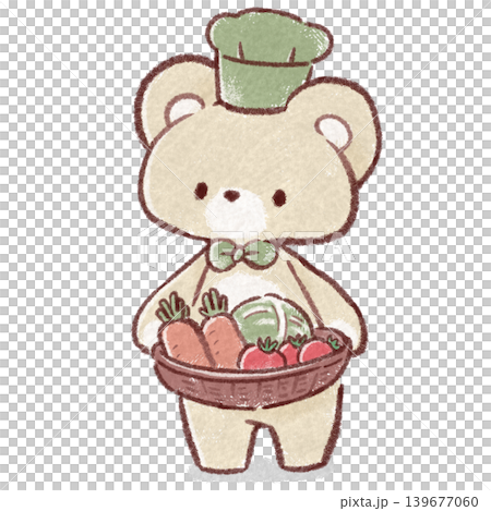 カゴに入った野菜を持つクマのイラスト カゴに入った野菜を持つクマのイラスト 139677060