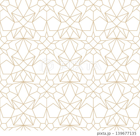 Luxury geometric ornamental gold pattern. Elegant outline creative rich background. Monochrome linear texture. Endless unusual print Luxury geometric ornamental gold pattern. Elegant outline creative rich background. Monochrome linear texture. Endless unusual print 139677135