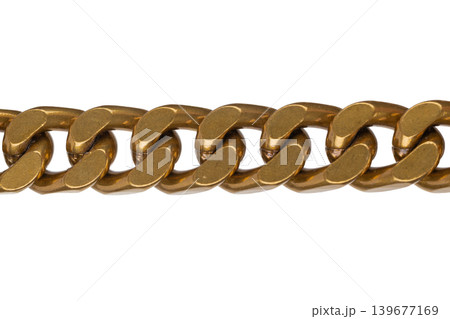 Heavy Brass Metal Chain Links Horizontal View 139677169