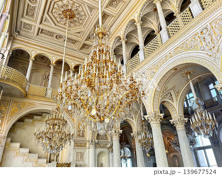 The luxurious interiors of the Pavilion Hall at the Hermitage Museum in St. Petersburg, Russia. The luxurious interiors of the Pavilion Hall at the Hermitage Museum in St. Petersburg, Russia. 139677524