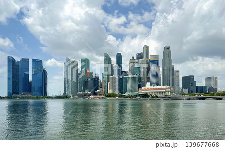 Panoramic view of Singapore from Marina Bay, a complete overview of modern skyscrapers, Singapore's iconic cityscape Panoramic view of Singapore from Marina Bay, a complete overview of modern skyscrapers, Singapore's iconic cityscape 139677668
