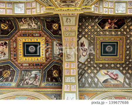 The luxurious interiors of the Raphael Loggia in the Hermitage Museum in St. Petersburg, Russia. The luxurious interiors of the Raphael Loggia in the Hermitage Museum in St. Petersburg, Russia. 139677686