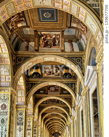 The luxurious interiors of the Raphael Loggia in the Hermitage Museum in St. Petersburg, Russia. The luxurious interiors of the Raphael Loggia in the Hermitage Museum in St. Petersburg, Russia. 139677706