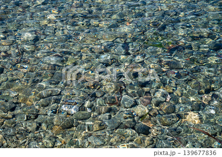 Clear water ripples over smooth rocks Clear water ripples over smooth rocks 139677836