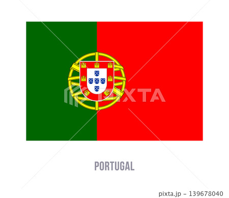 Flat vector illustration of the Portugal national flag isolated on a white background for country symbol design. 139678040