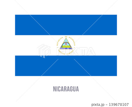 Flat vector illustration of the Nicaragua national flag isolated on a white background for geography and travel design. Flat vector illustration of the Nicaragua national flag isolated on a white background for geography and travel design. 139678107