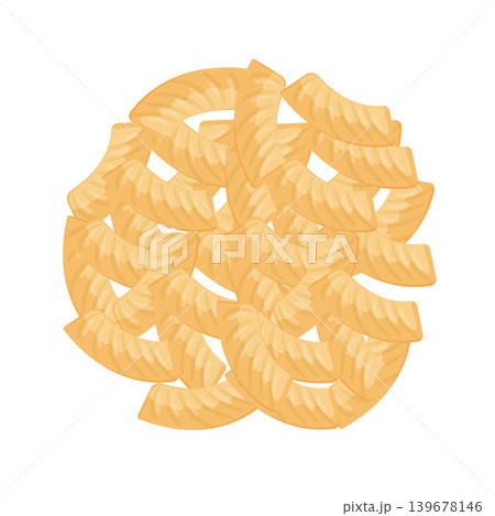 Cartoon vector illustration of pasta pieces isolated on a white background for dry food and cooking ingredient design. Cartoon vector illustration of pasta pieces isolated on a white background for dry food and cooking ingredient design. 139678146