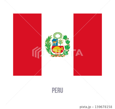 Flat vector illustration of the national flag of Peru isolated on a white background for country symbol design. Flat vector illustration of the national flag of Peru isolated on a white background for country symbol design. 139678158