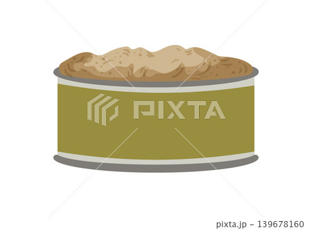 Cartoon vector illustration of canned pet food isolated on a white background for animal food packaging design. Cartoon vector illustration of canned pet food isolated on a white background for animal food packaging design. 139678160